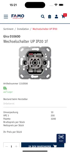 App-Bildschirm: Artikel-Details